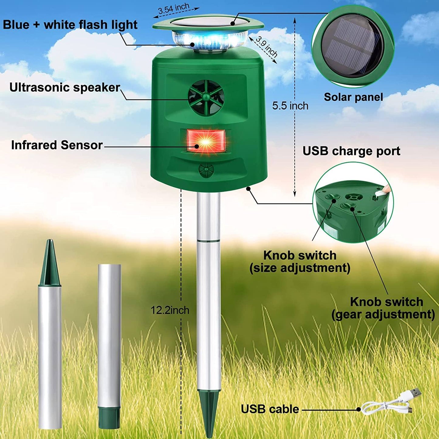 Phonery GardenShield ® Solar Ultrasonic Repeller-Getphonery