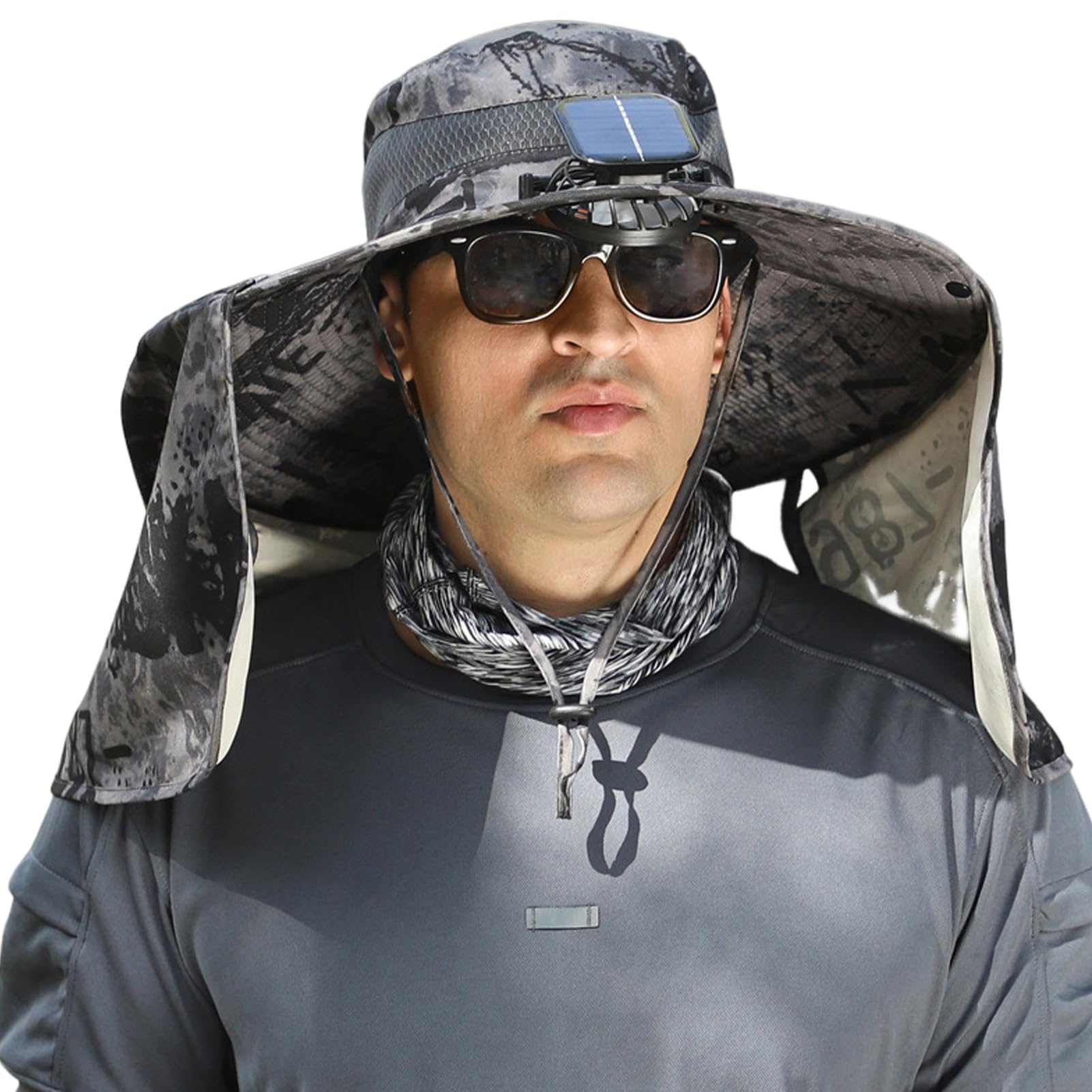 Phonery RadiantShade ® Wide Brim Hat with Solar Powered Fans-Getphonery