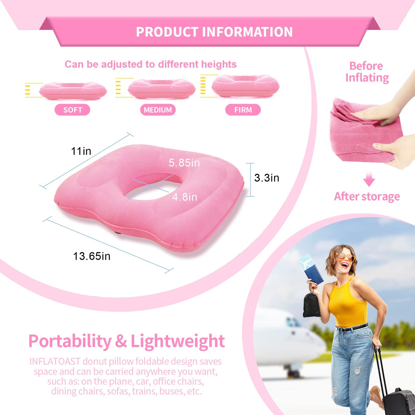 Phonery AeroRelief  ® Donut Pillow For Tailbone