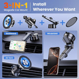 for MagSafe Magnetic Phone Holder for Car [2025 Upgraded Strongest Magnet] Car Mount Cell Stand for Dashboard Windshield Vent Compatible with iPhone 16/15/14/13/12/11 Android etc-Black