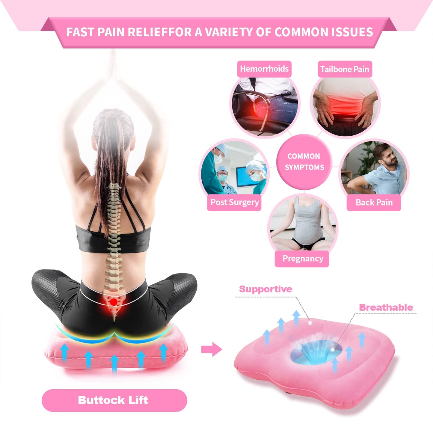 Phonery AeroRelief  ® Donut Pillow For Tailbone