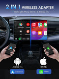 Wireless CarPlay Adapter for Apple Android Auto: 2-in-1 Car Play Adapter Convert Wired to Wireless 2025 Upgraded - Stable & No Latency Mini USB Carplay Dongle for iPhone iOS 10+ /Android 11+