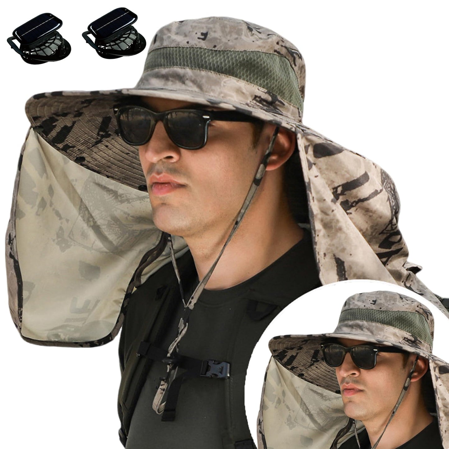 Phonery RadiantShade ® Wide Brim Hat with Solar Powered Fans-Getphonery