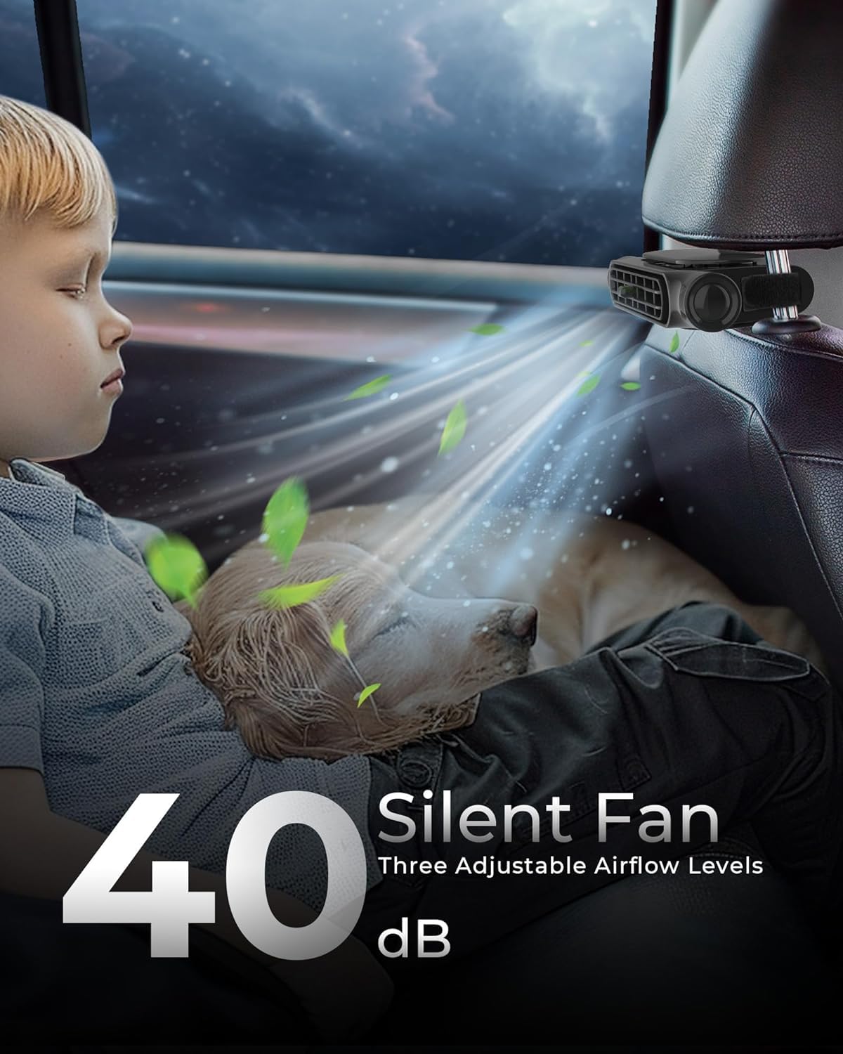 Phonery PureFlow ® Car Fan for Driver and Passenger's Seat