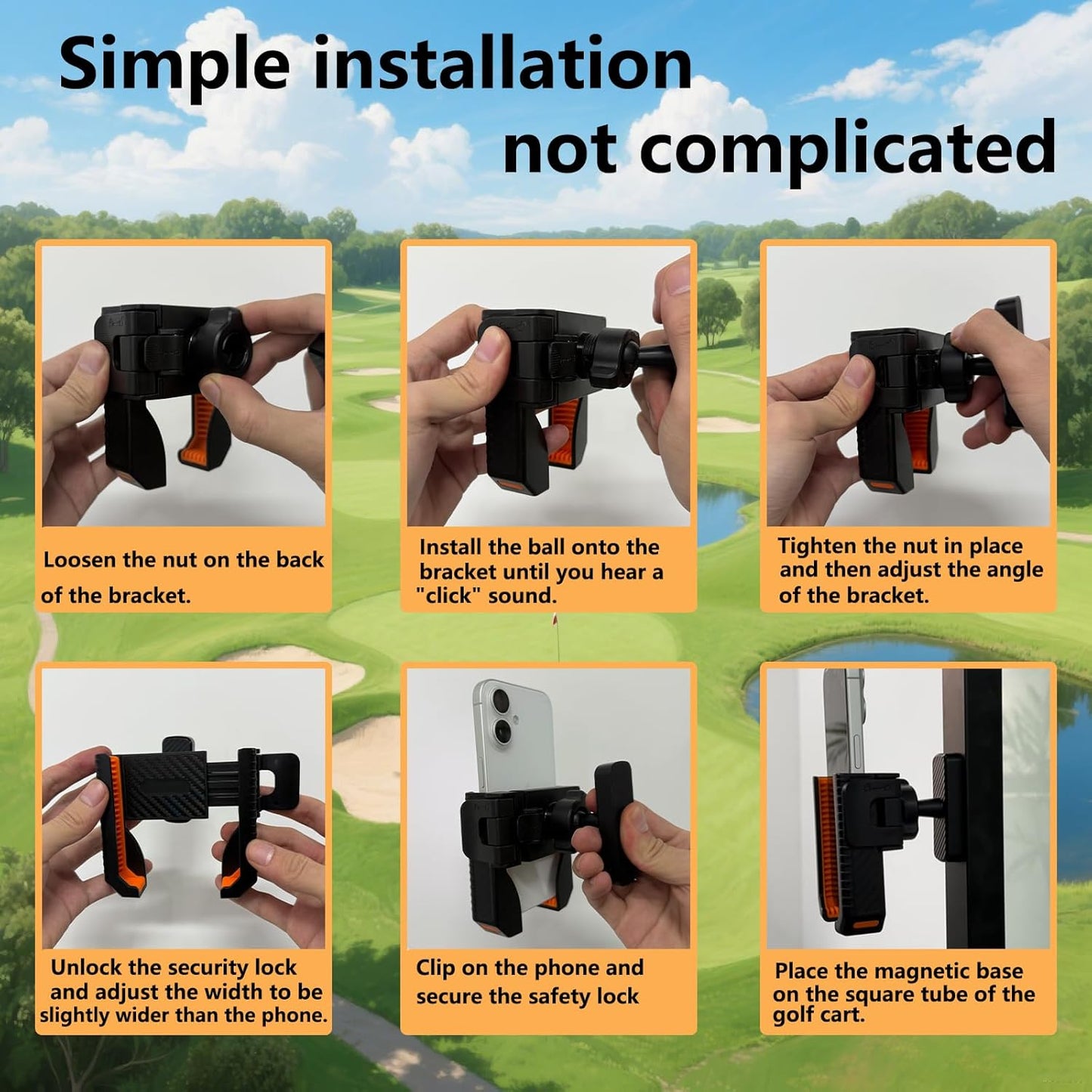 Phonery CartBuddy ® Magnetic Golf Cart Phone Holder