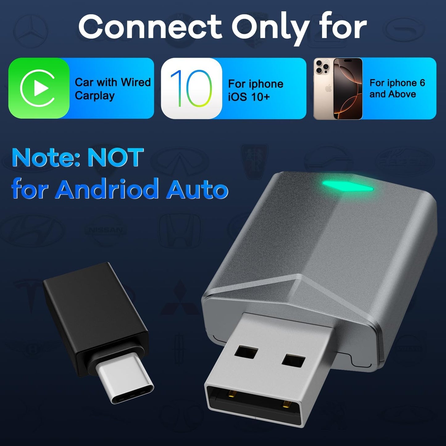 Phonery CarPlayGo ® Carplay Wireless Adapter for Car