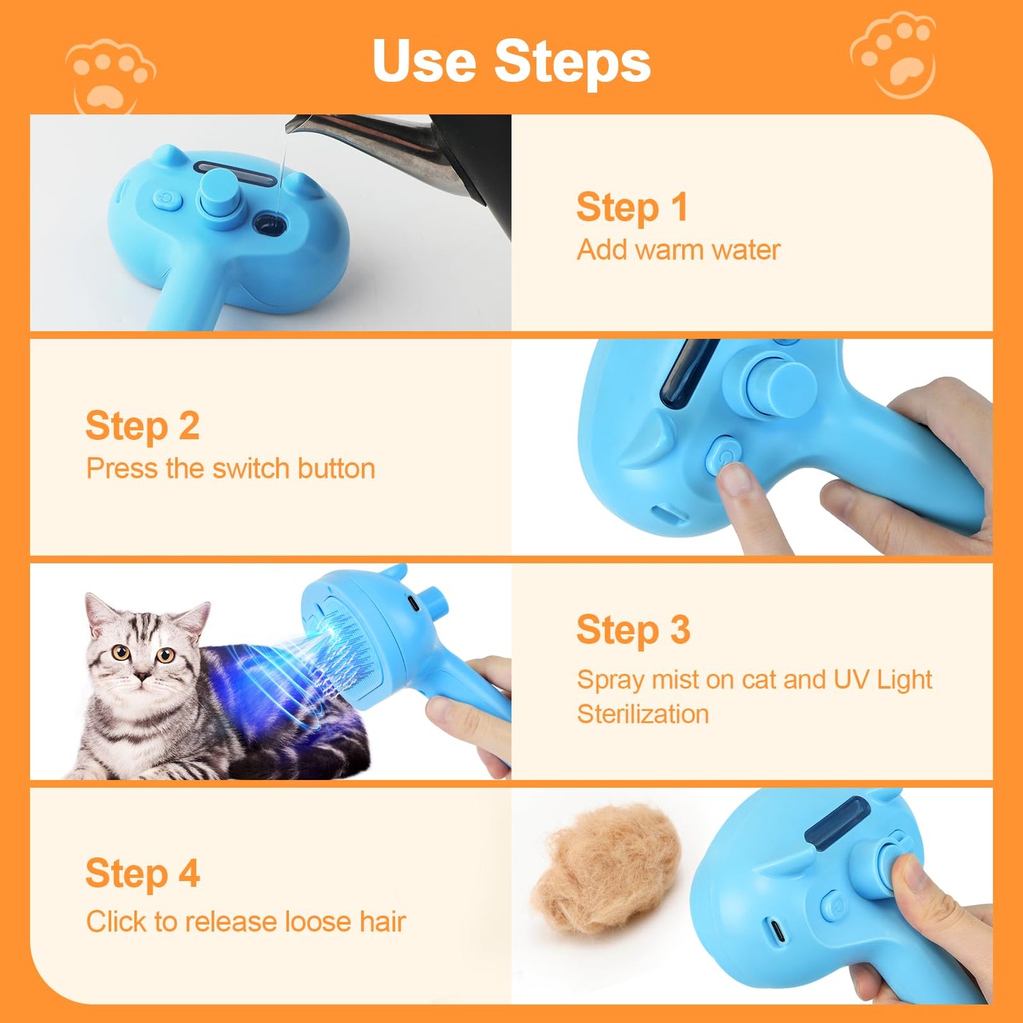 Phonery FurEase ® Cat Steam Brush-Getphonery