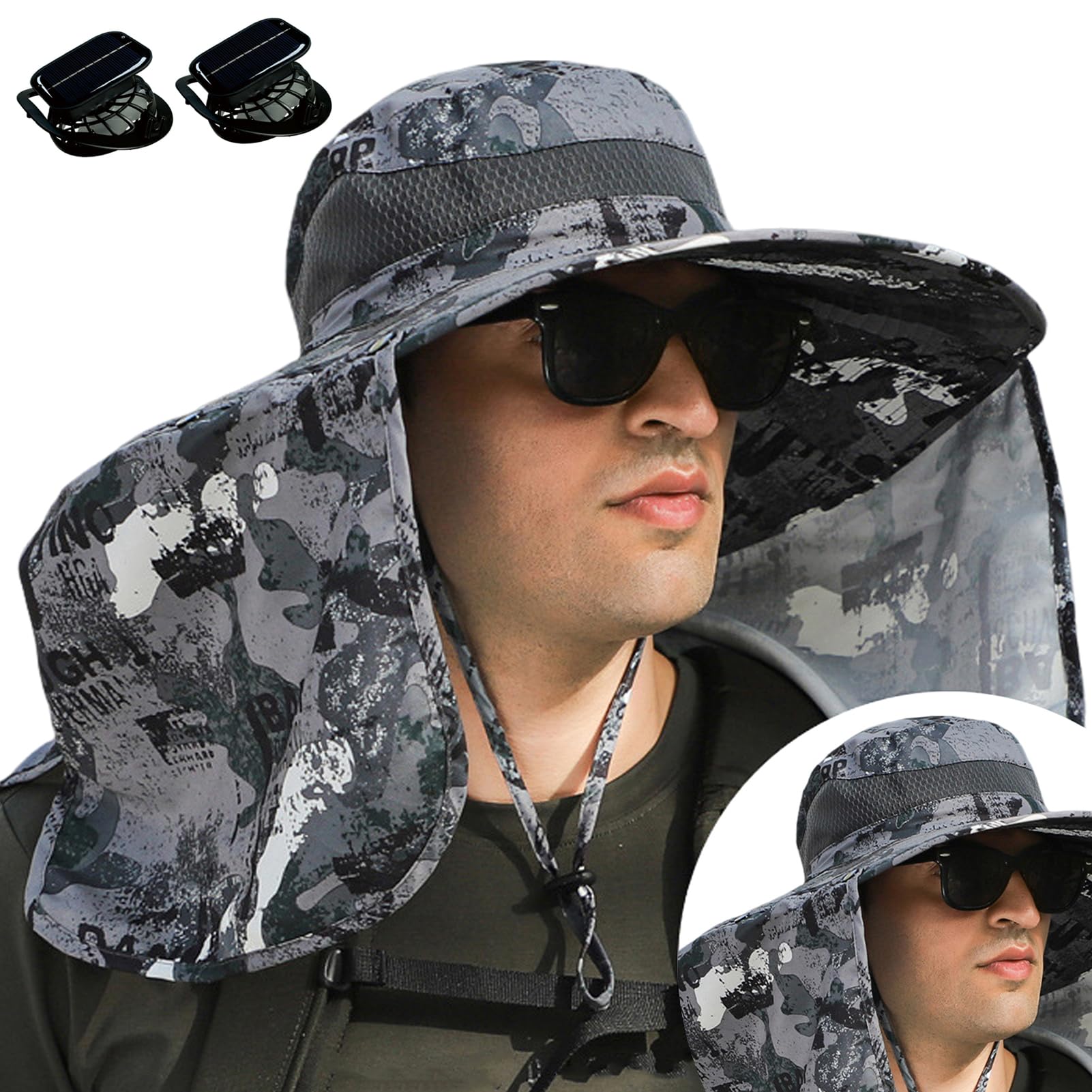 Phonery RadiantShade ® Wide Brim Hat with Solar Powered Fans-Getphonery