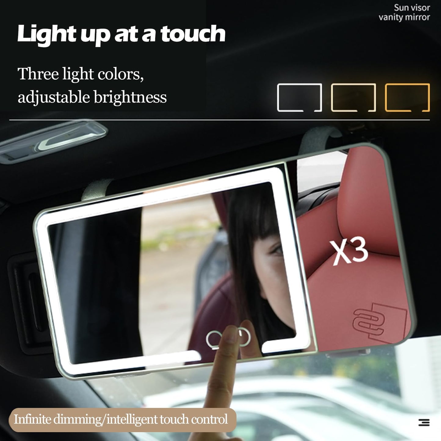 Phonery AuraVisor ® Car Sun Visor Vanity Mirror with Lights