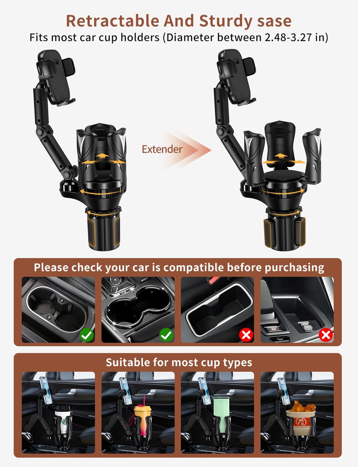 Phonery GripHub ® Car Cup Phone Holder