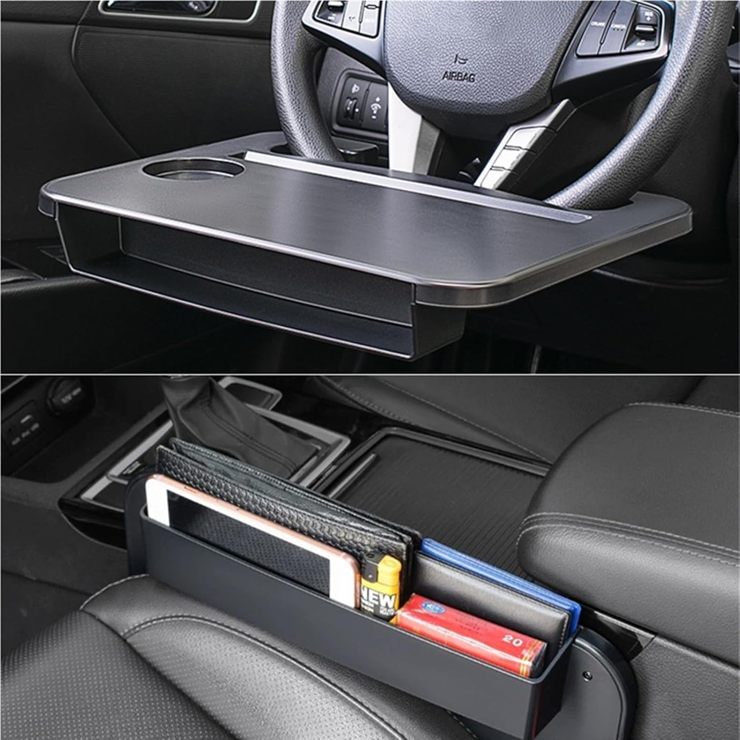 Phonery DriveDesk ® 2 in 1 Car Steering Wheel Tray and Seat Gap Filler