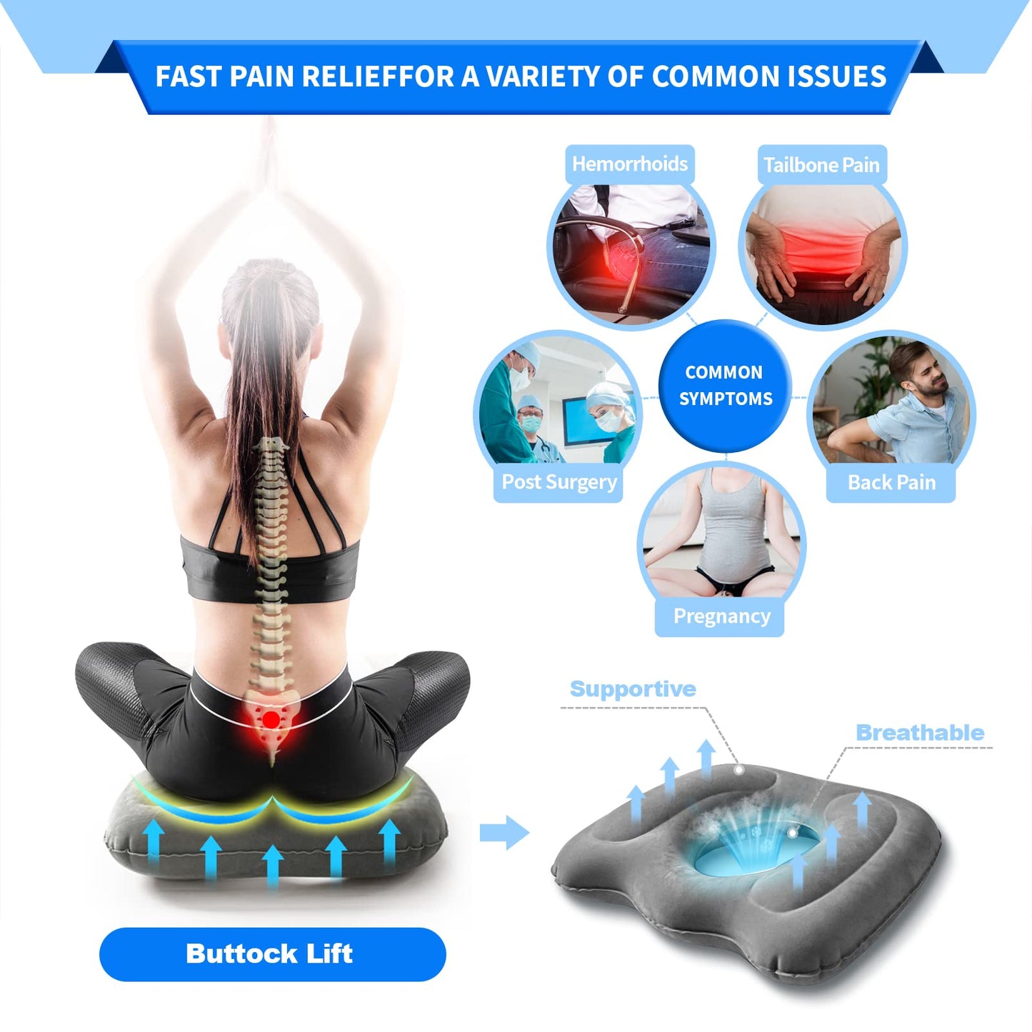 Phonery AeroRelief  ® Donut Pillow For Tailbone