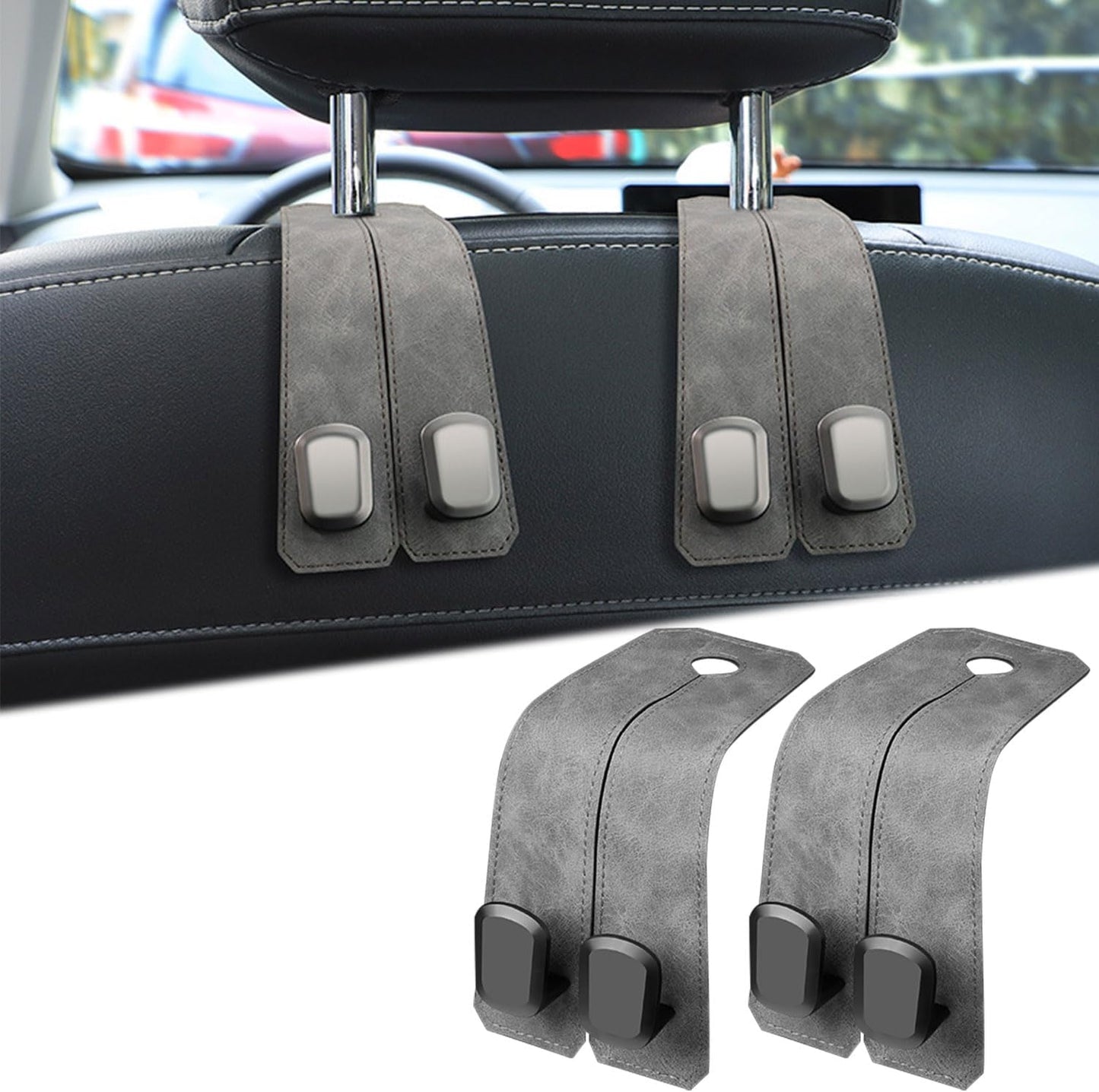 Phonery HookMate ® Headrest Hooks for Car 4 Pack-Getphonery