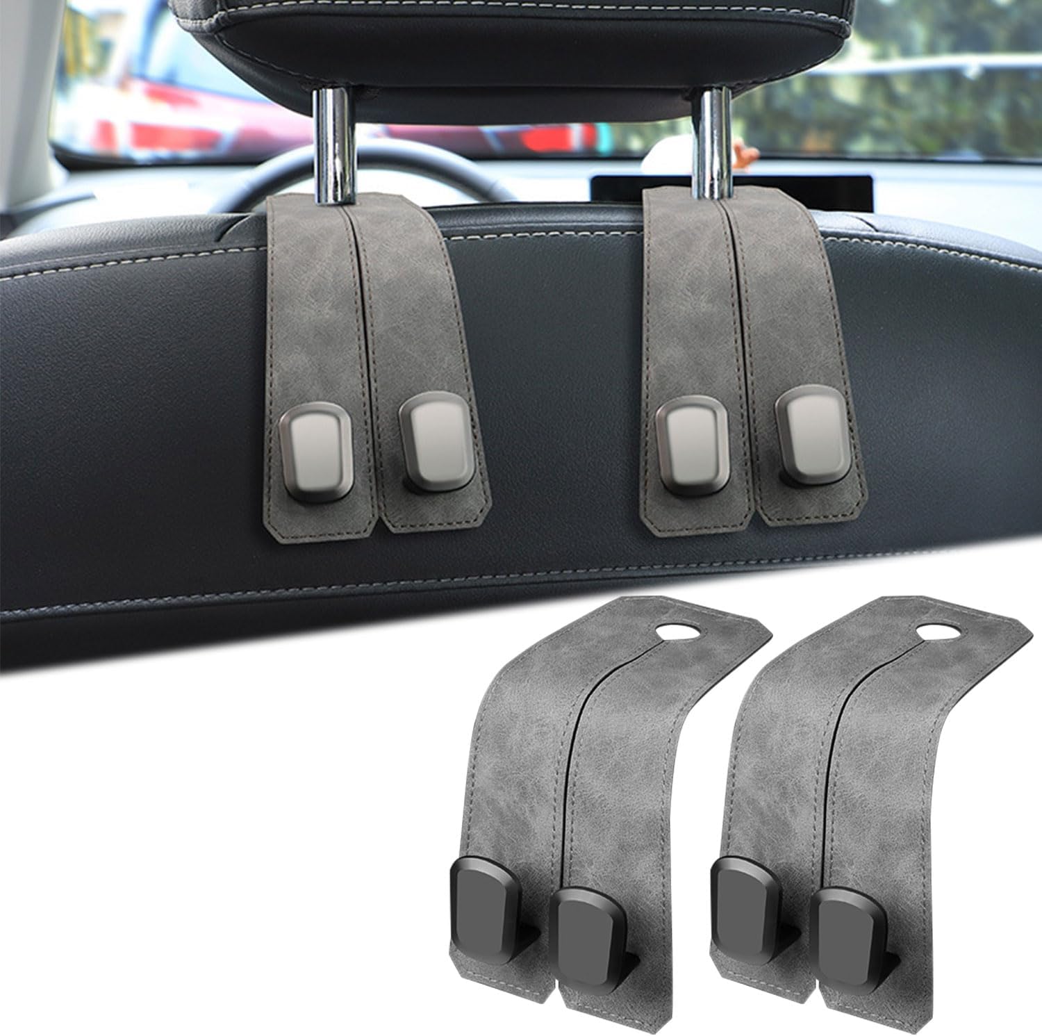 Phonery HookMate ® Headrest Hooks for Car 4 Pack-Getphonery