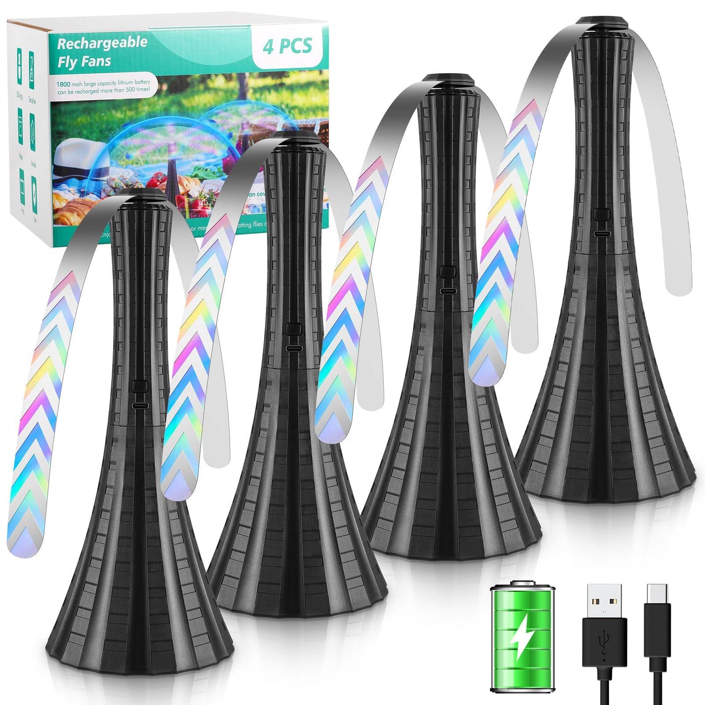Phonery BugOut ® Rechargeable Fly Fans 4 Pack-Getphonery