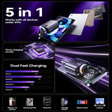 5 in 1 Retractable Car Charger with Aromatherapy and Starlight, USBC Car Charger Adapter, 69W Fast Charging Cars Phone Chargers, Cars Air Freshener Compatible for iPhone 16 15 14 13 12 and Android