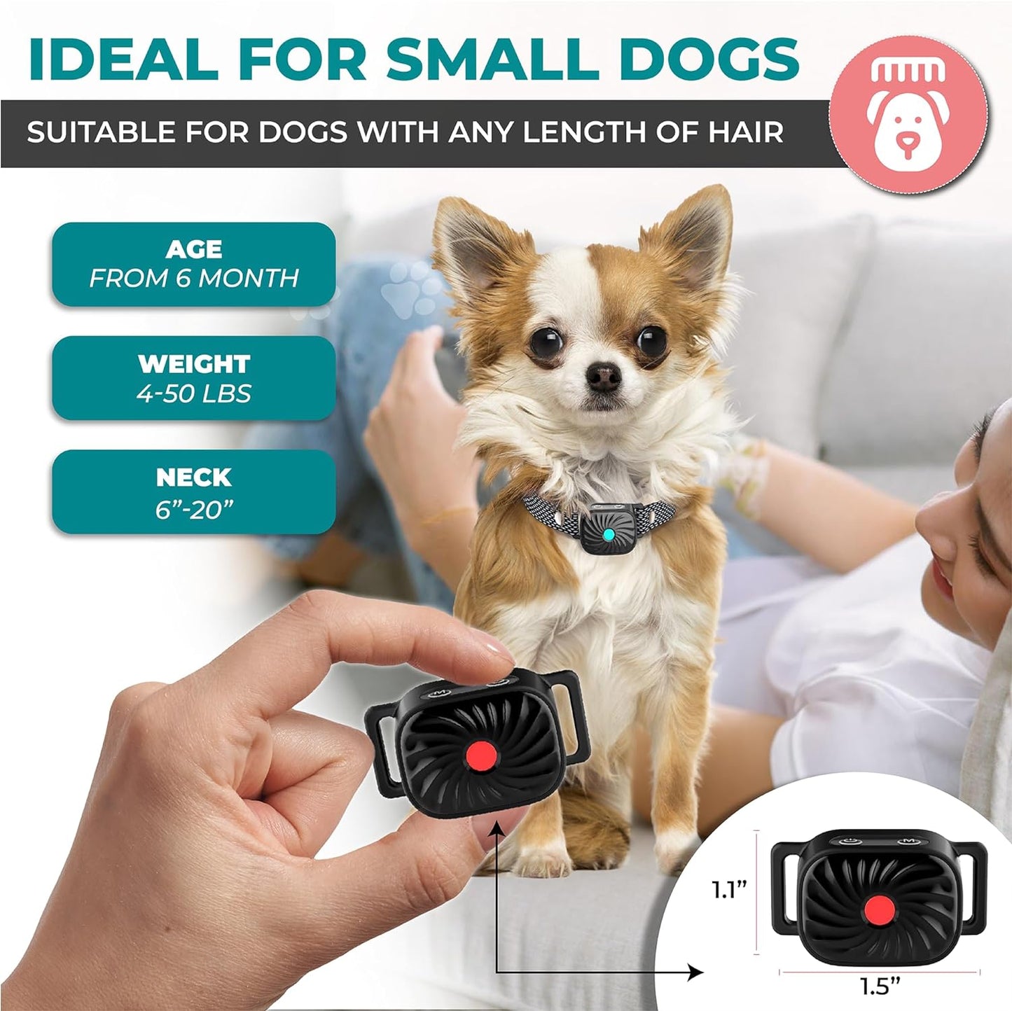 Phonery BarkEase ® Bark Collar for Small Dogs-Getphonery