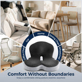 Seat Cushion, Office Chair Seat Cushions for Office Chair with L-Shaped Ergonomic Design, Memory Foam Chair Cushion for Long Sitting Office Worker(Black Gray)