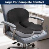 Seat Cushion, Office Chair Seat Cushions for Office Chair with L-Shaped Ergonomic Design, Memory Foam Chair Cushion for Long Sitting Office Worker(Black Gray)