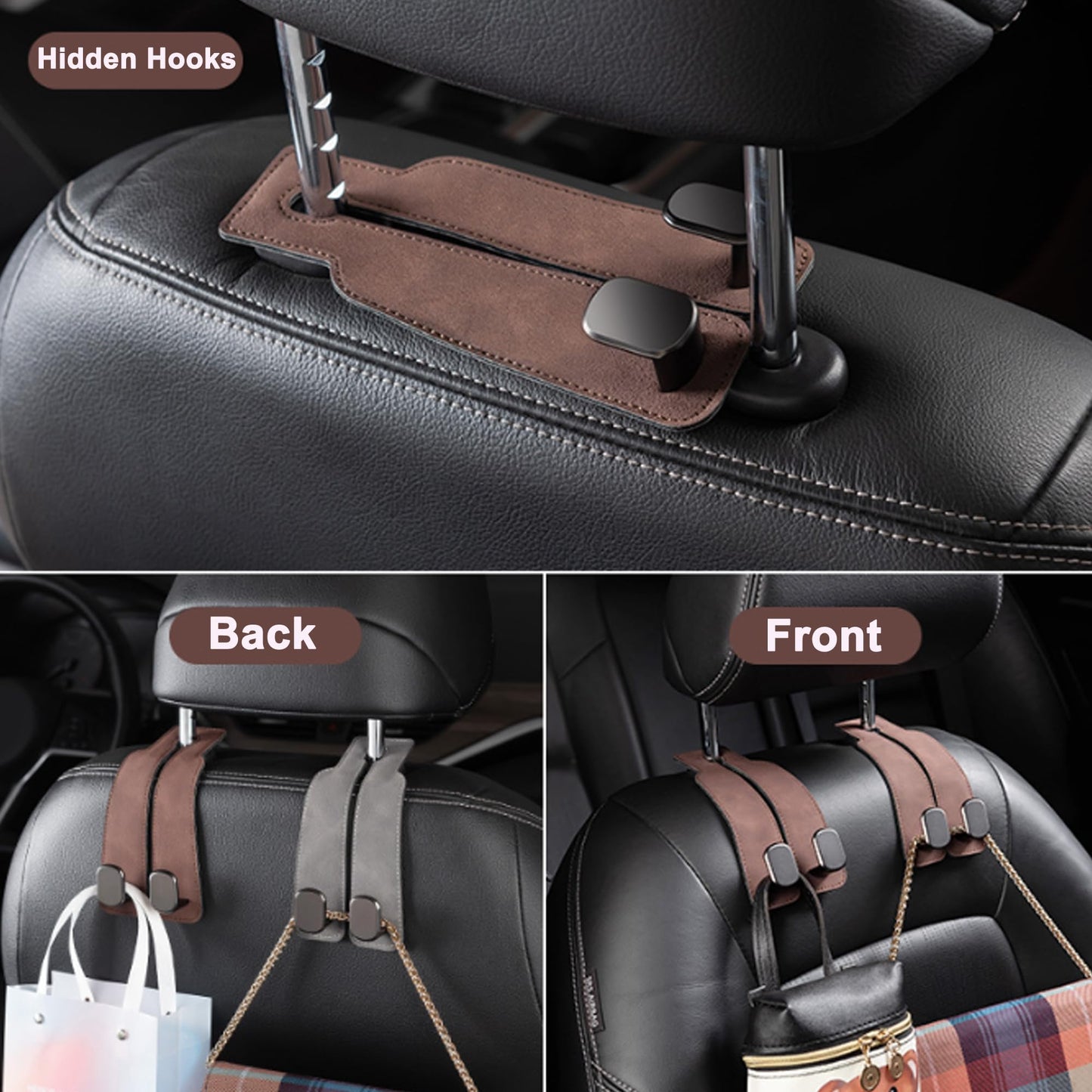 Phonery HookMate ® Headrest Hooks for Car 4 Pack-Getphonery