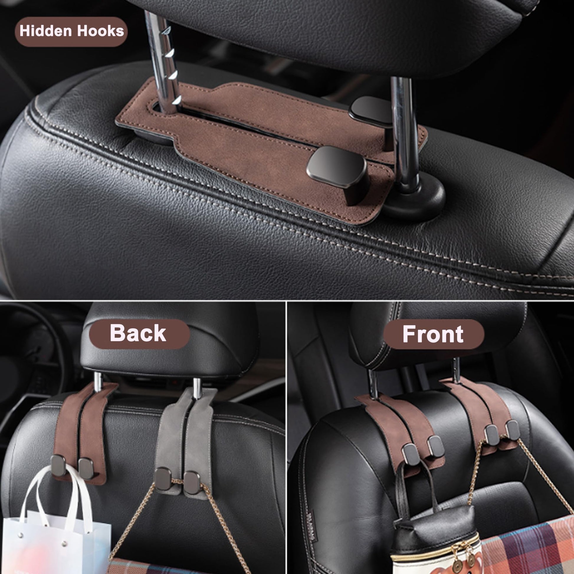 Phonery HookMate ® Headrest Hooks for Car 4 Pack-Getphonery