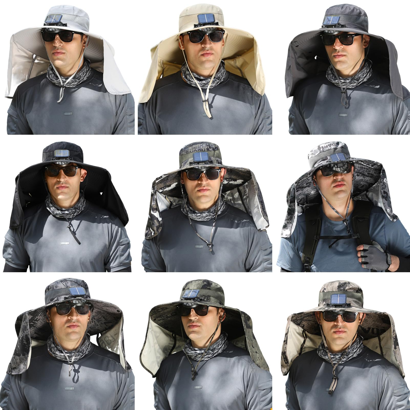 Phonery RadiantShade ® Wide Brim Hat with Solar Powered Fans-Getphonery