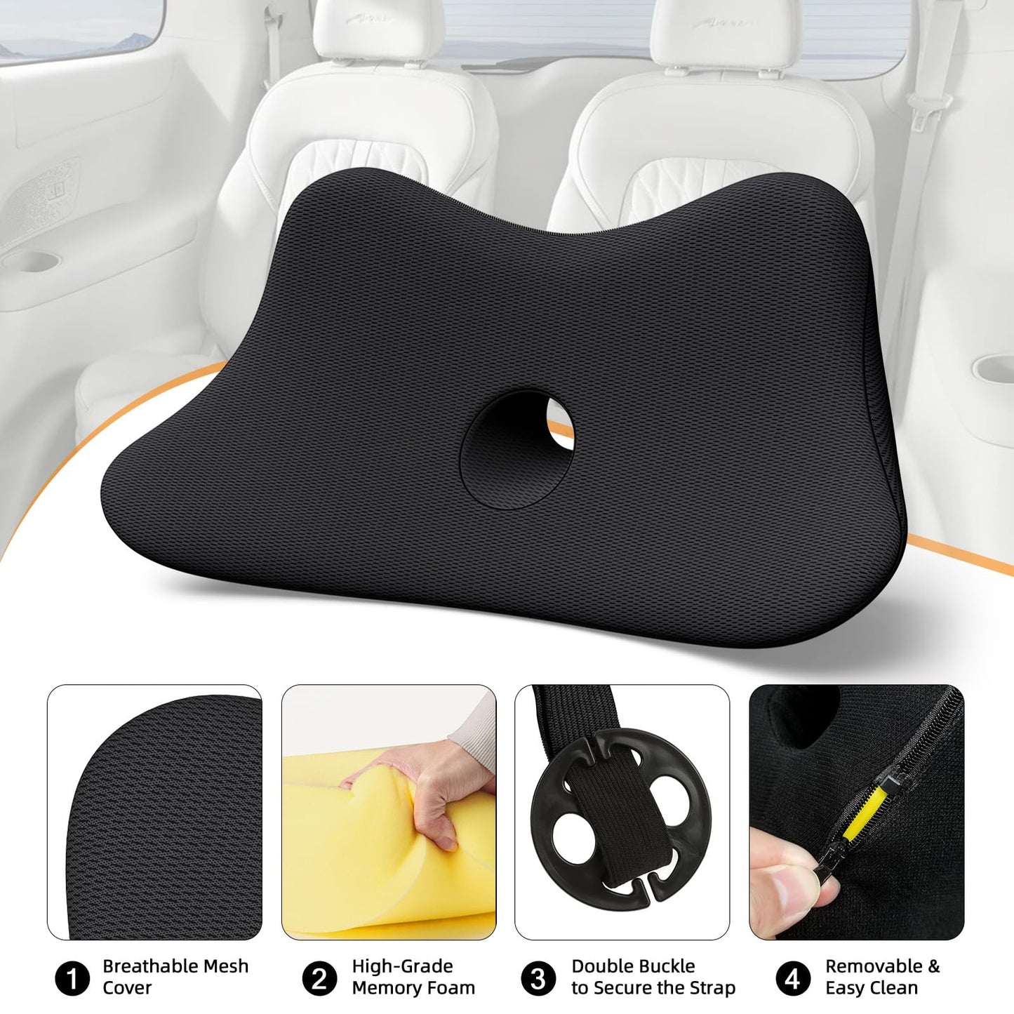 Phonery OrthoRide ® Lumbar Support Pillow for Car