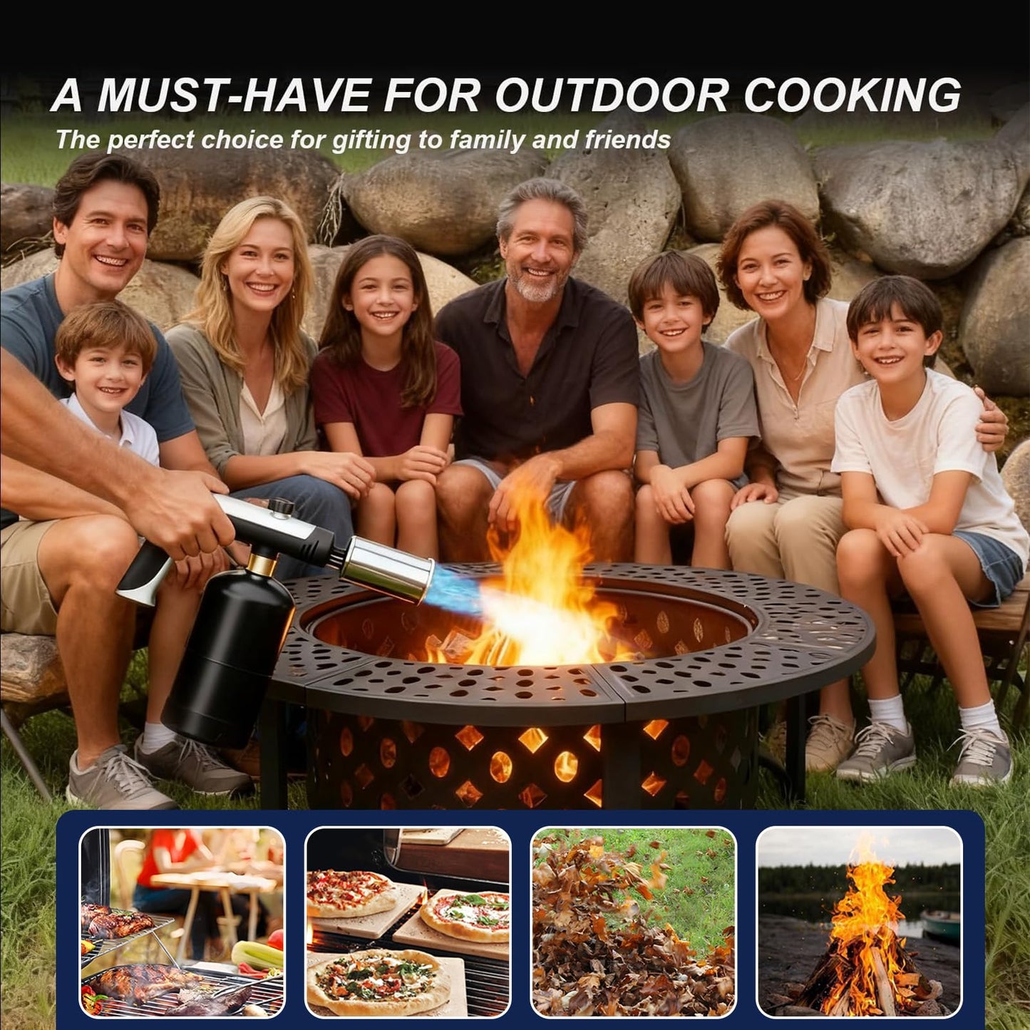 Propane Torch, 3272°F Propane Torch Gun High Heat Torch Lighter with Adjustable Flame & Safety Lock, for BBQ Grilling, Charcoal Igniting, Cooking, DIY Projects (1 Set)