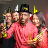 48PCS New Year's Eve Party Supplies for 24 Guests - Happy New Year Headband, Gold Black Party Favors, Cone Hats, Horns, Blowouts - Accessories in Plastic Cardboard