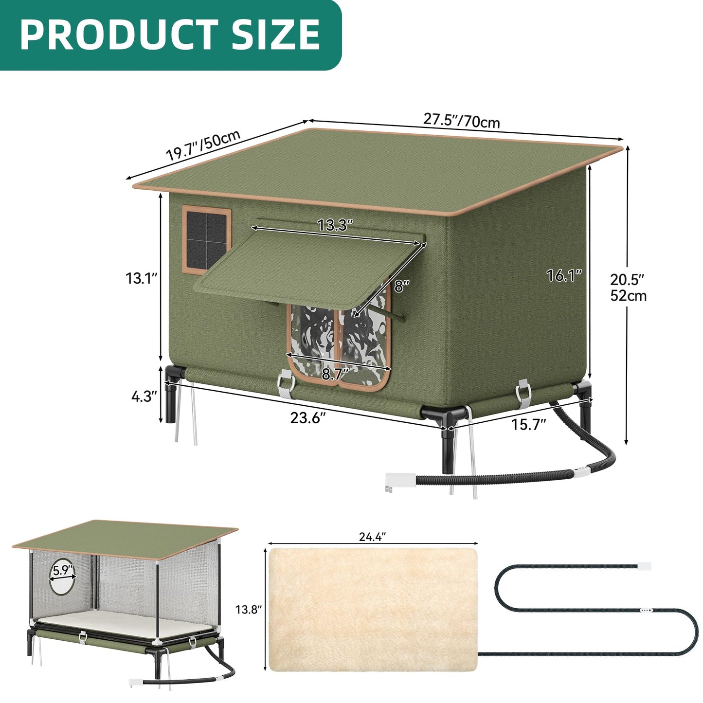 Phonery Guardian Outdoor Cat House for Winter