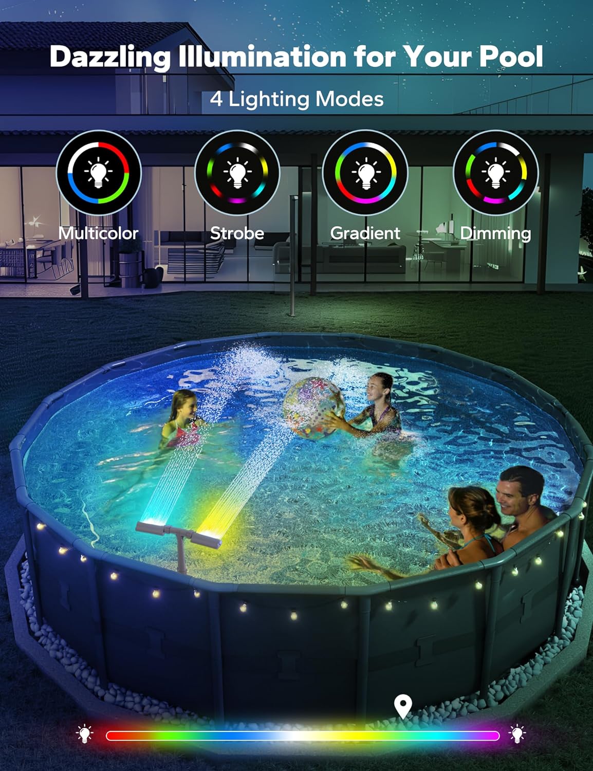 Phonery AquaGlow ® Pool Fountain with LED Lights-Getphonery
