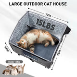 Heated Outdoor Cat House,Weather-Resistant Insulated Cat Shelter with Elevated Stand,Winter-Ready for Stray Cats, No Assembly Needed,17"x15"x13" (Grey)