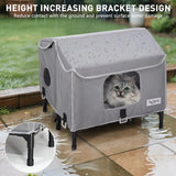 Heated Outdoor Cat House,Weather-Resistant Insulated Cat Shelter with Elevated Stand,Winter-Ready for Stray Cats, No Assembly Needed,17"x15"x13" (Grey)