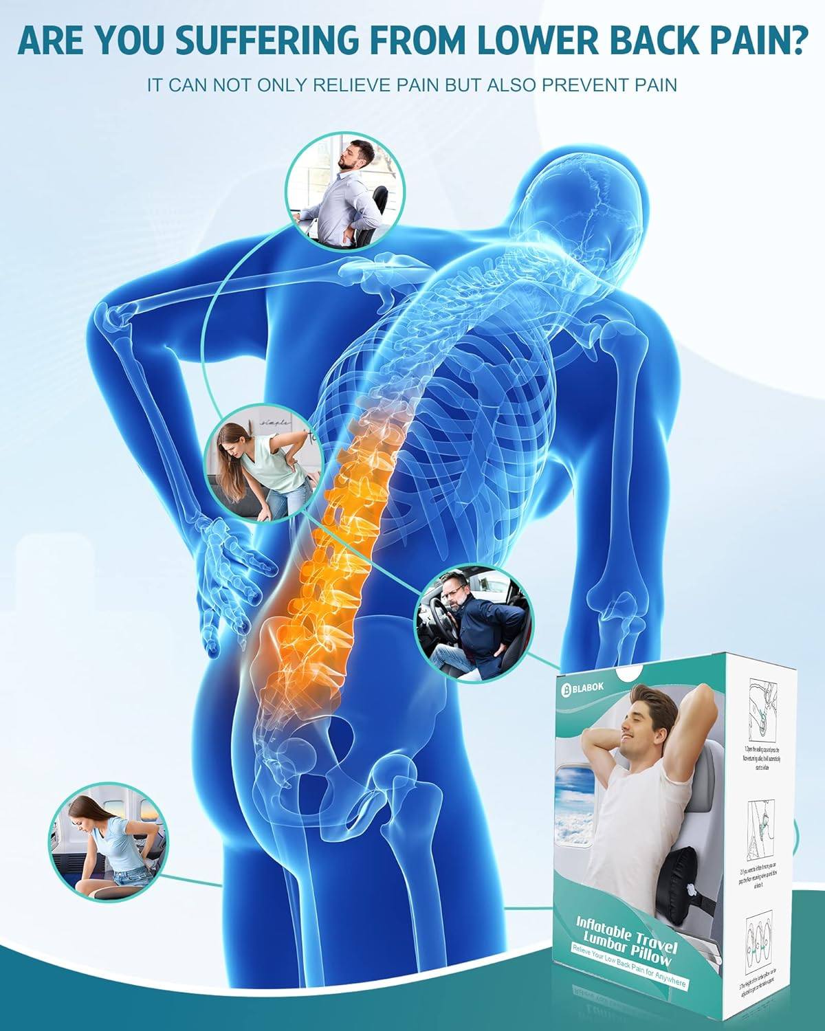 Inflatable Lumbar Pillow - Phonery PosturePal ® Inflatable Lumbar Pillow