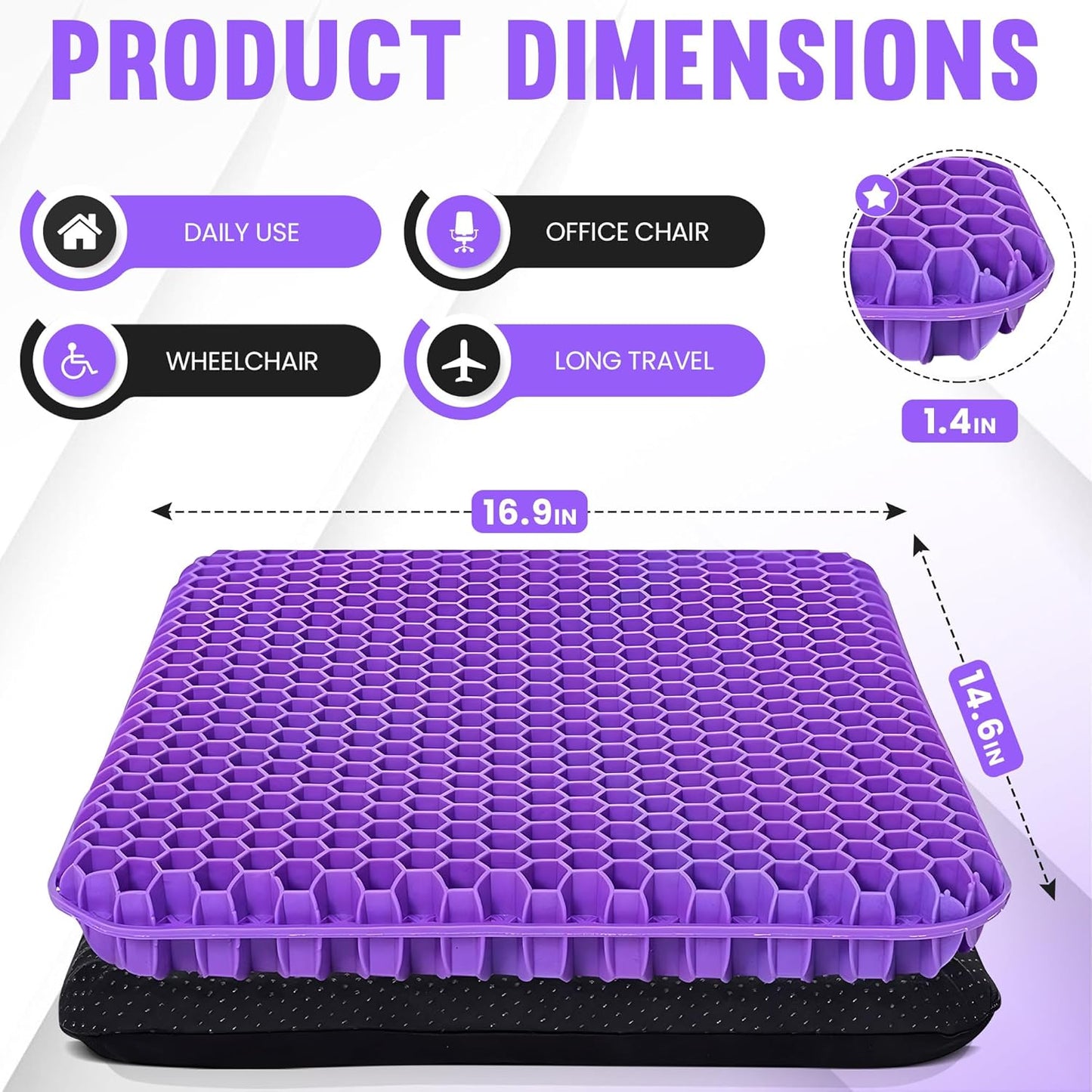 Phonery CoccyxCloud ® Wheelchair Gel Seat Cushion