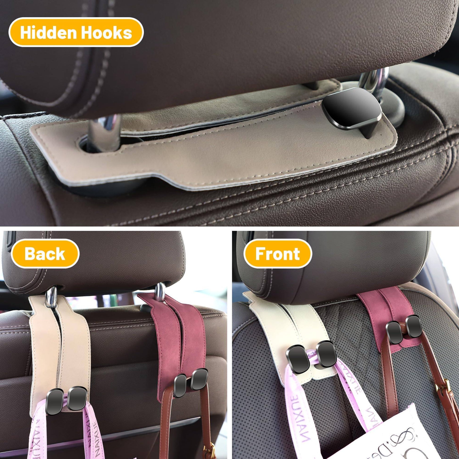 Phonery HookMate ® Headrest Hooks for Car 4 Pack-Getphonery