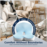 Seat Cushion, Office Chair Seat Cushions for Office Chair with L-Shaped Ergonomic Design, Memory Foam Chair Cushion for Long Sitting Office Worker(Black Gray)