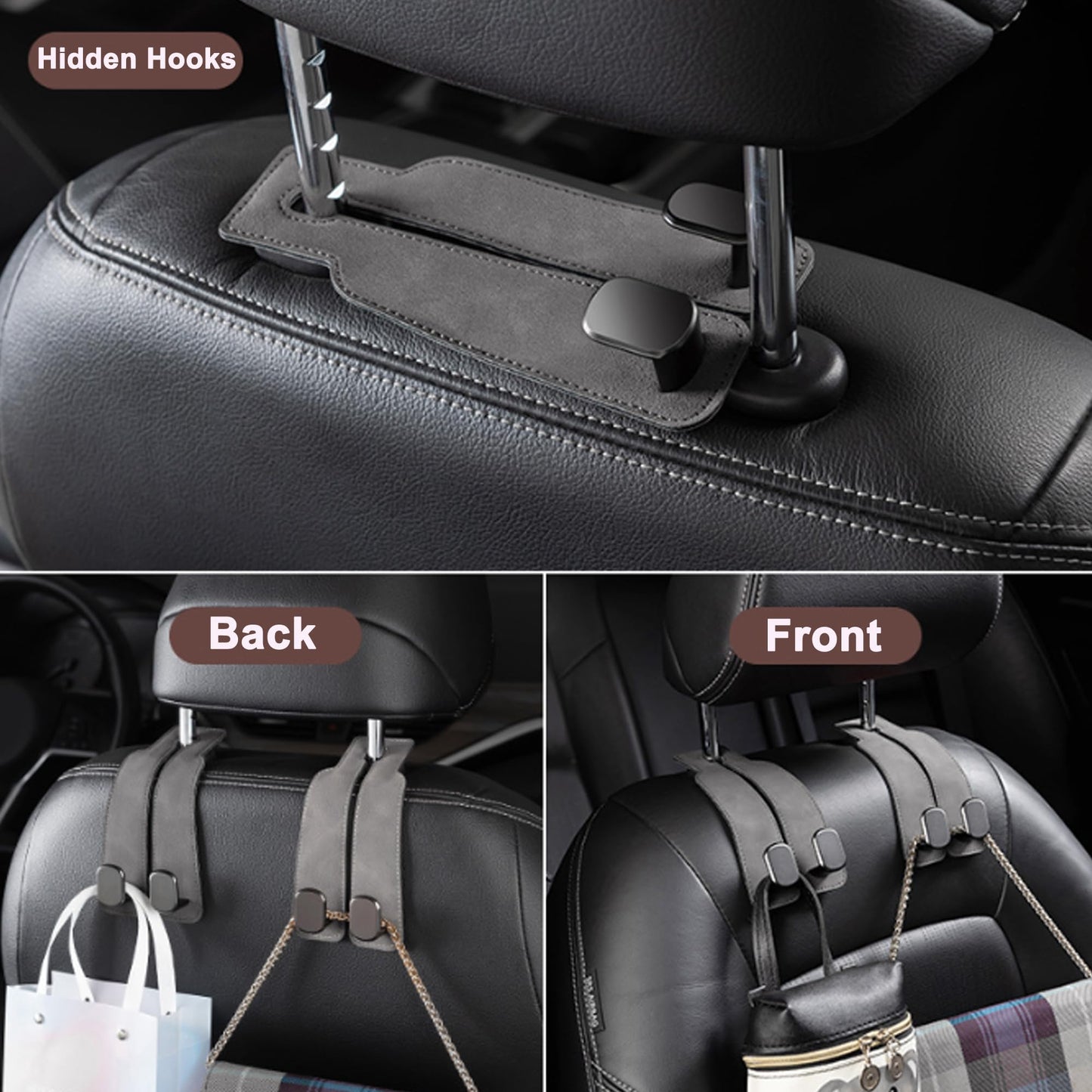 Phonery HookMate ® Headrest Hooks for Car 4 Pack-Getphonery