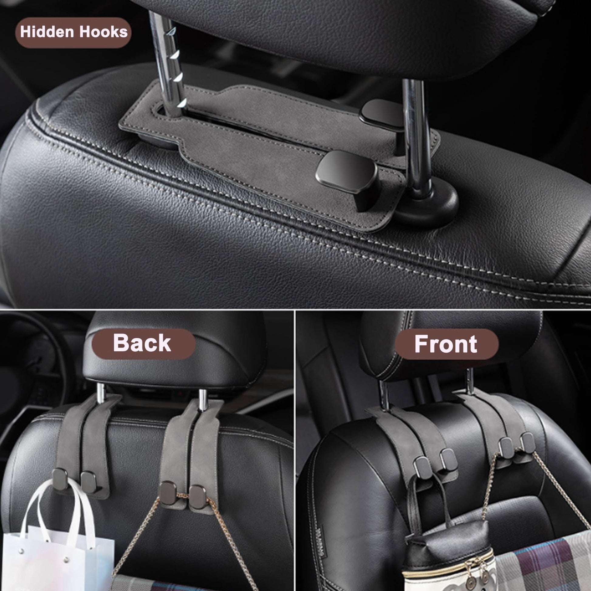 Phonery HookMate ® Headrest Hooks for Car 4 Pack-Getphonery