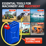 Fuel Transfer Pump Lithium Battery Powered with Auto-Stop & Leak Protection, Automatic Fuel Transfer Pump with 71" Extra Long Hose, Safe and Efficient Portable Gas Can Pump for Oil, Diesel, Gasoline