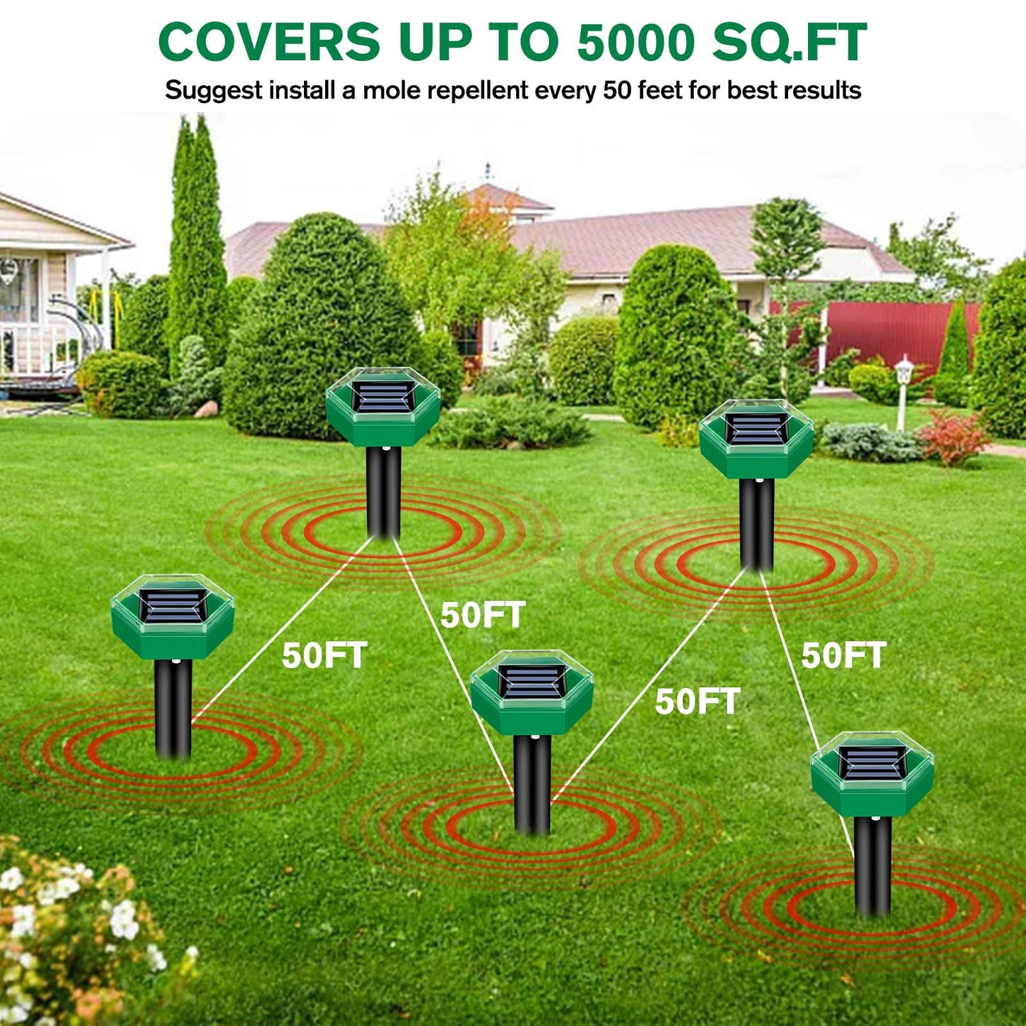 Phonery SolarGuard ® Ultrasonic Mole Repellent 4 pcs Pack-Getphonery