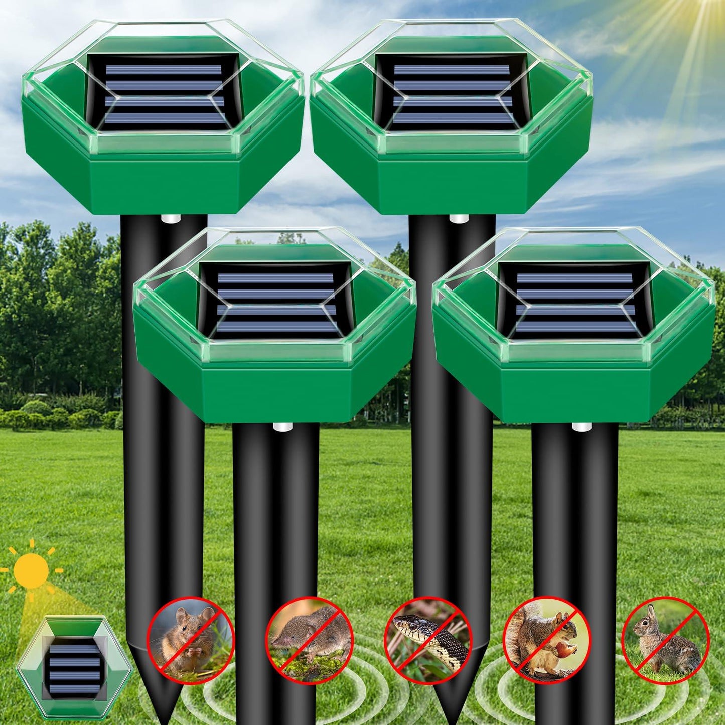 Phonery SolarGuard ® Ultrasonic Mole Repellent 4 pcs Pack-Getphonery