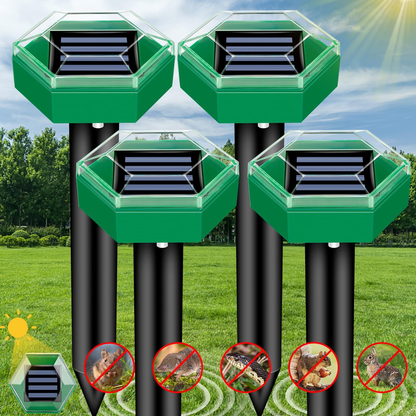 Phonery SolarGuard ® Ultrasonic Mole Repellent 4 pcs Pack-Getphonery