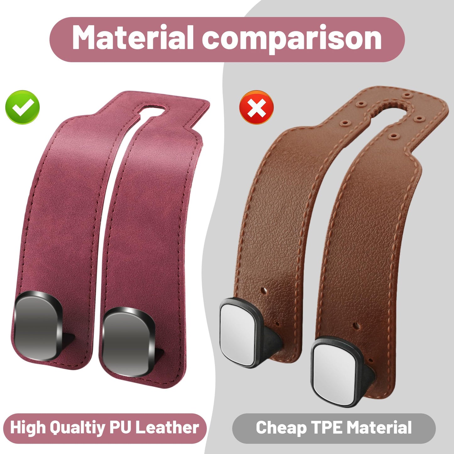 Phonery HookMate ® Headrest Hooks for Car 4 Pack-Getphonery