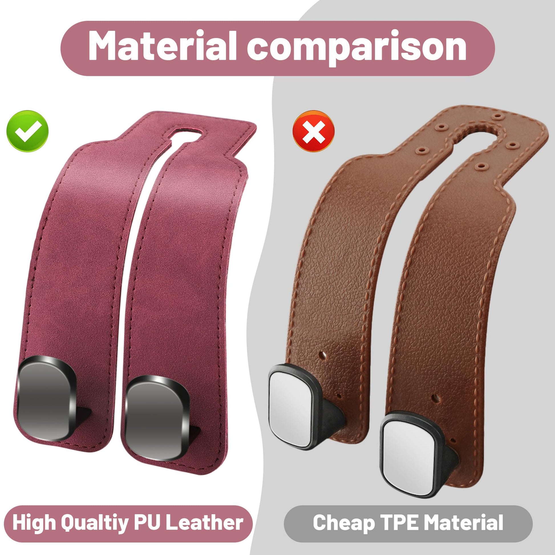 Phonery HookMate ® Headrest Hooks for Car 4 Pack-Getphonery