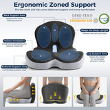 Seat Cushion, Office Chair Seat Cushions for Office Chair with L-Shaped Ergonomic Design, Memory Foam Chair Cushion for Long Sitting Office Worker(Black Gray)