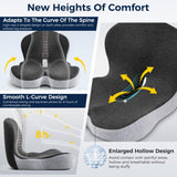 Seat Cushion, Office Chair Seat Cushions for Office Chair with L-Shaped Ergonomic Design, Memory Foam Chair Cushion for Long Sitting Office Worker(Black Gray)