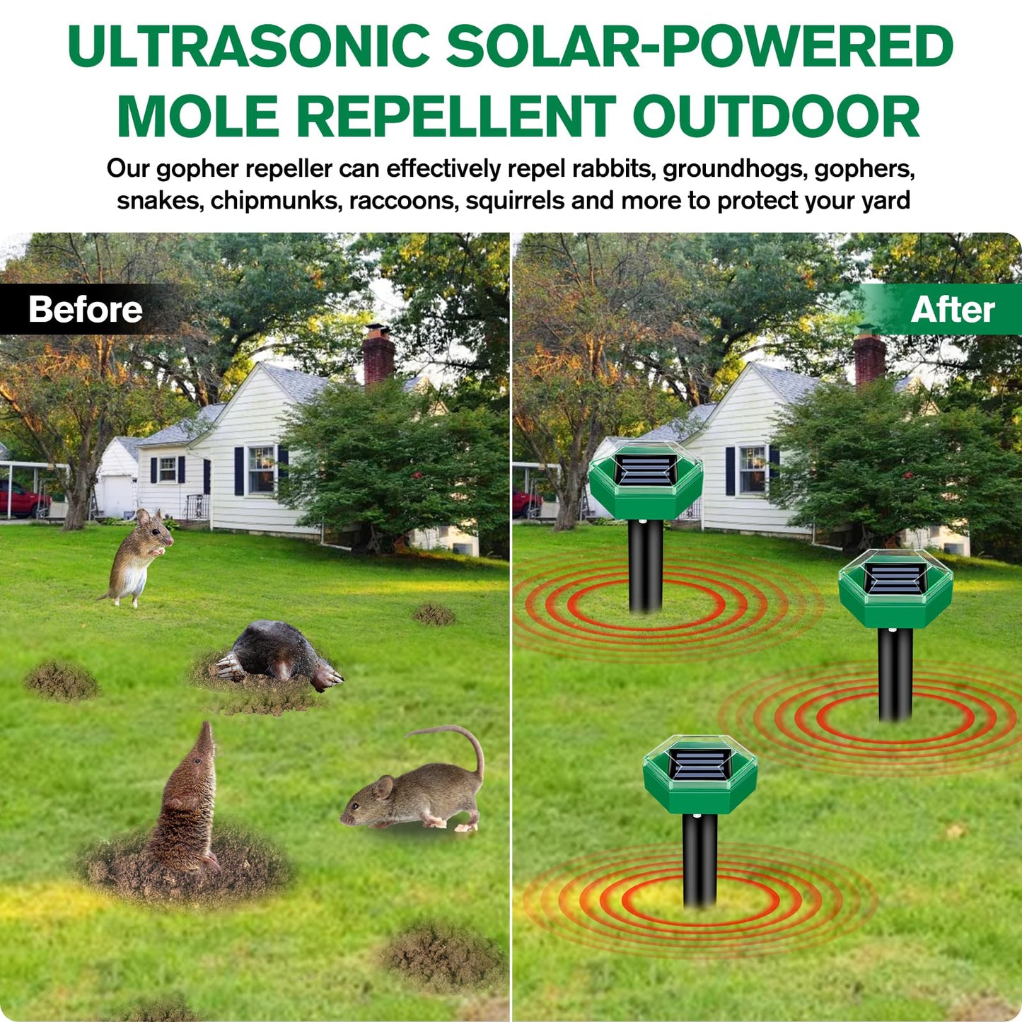 Phonery SolarGuard ® Ultrasonic Mole Repellent 4 pcs Pack-Getphonery