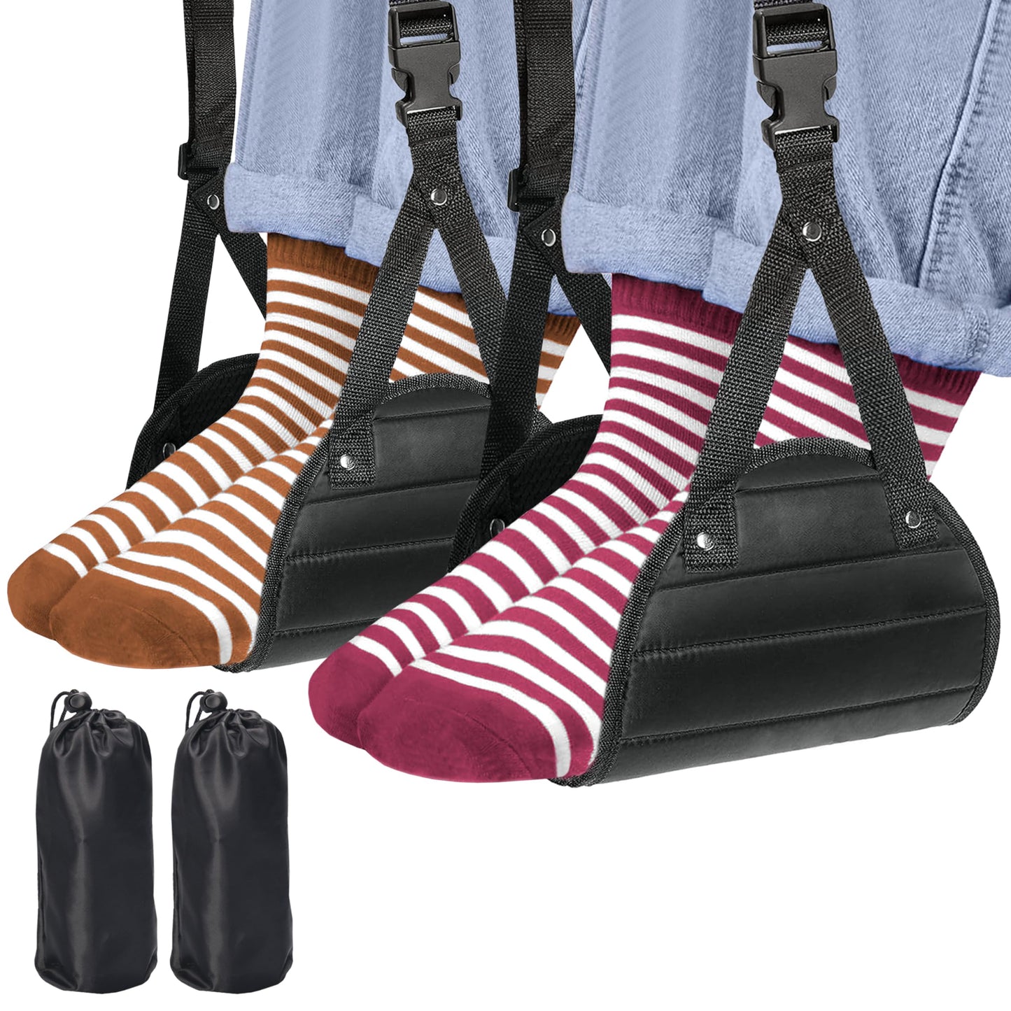 Phonery SkyRest ® Airplane Footrest Hammock 2 Pack