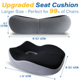 Car Seat Cushion, Ergonomic Memory Foam Car Cushion for Sciatica Pain Relief, Larger Driving Seat Cushion for Short Drivers on Long Drives - Butt Cushion For Car-Truck, Office - Black&Gray